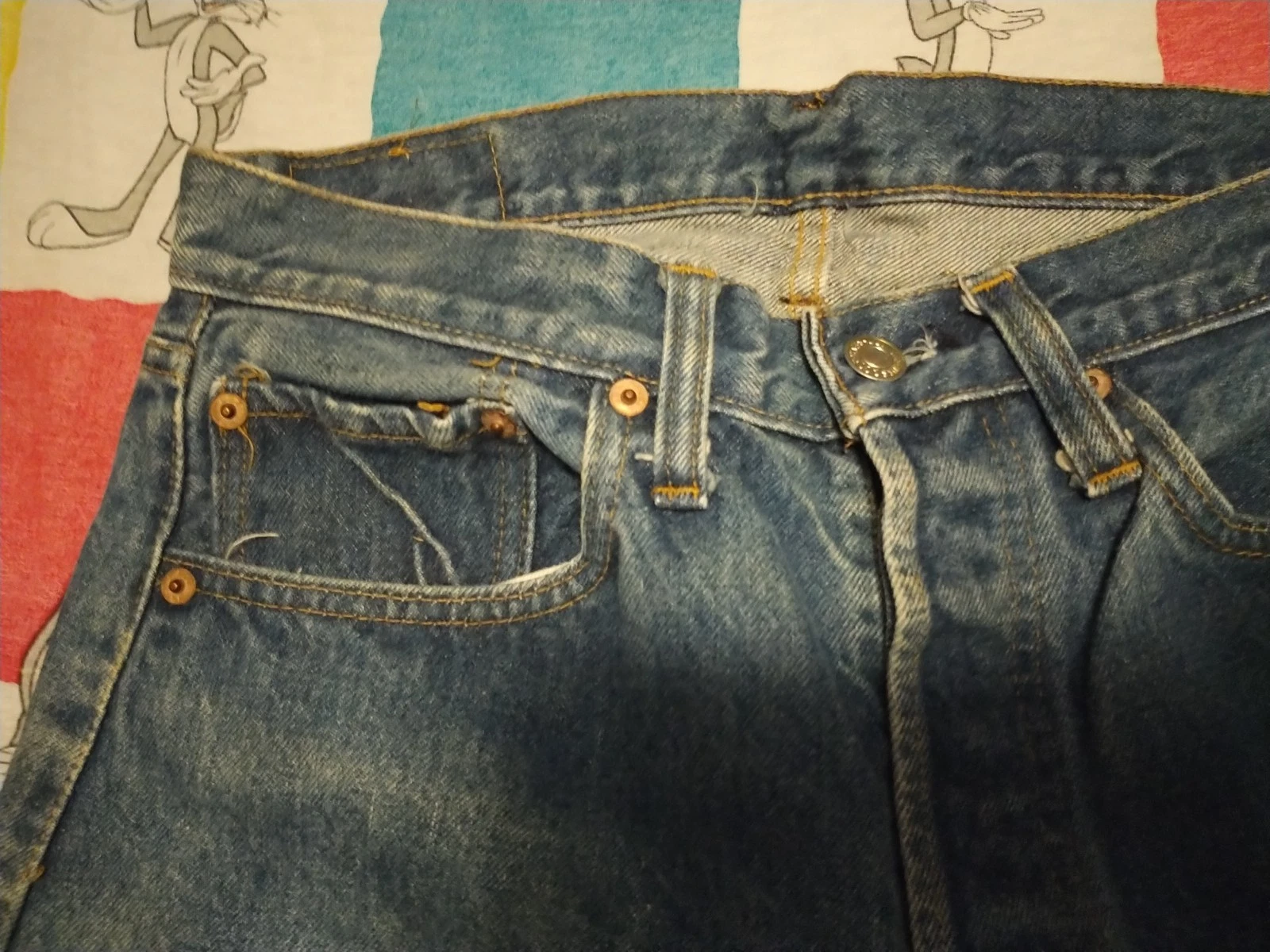 Vintage Levis Selvedge Redline Dark Blue 501 Jeans SF Button Fly USA 32x32 thumbnail 6