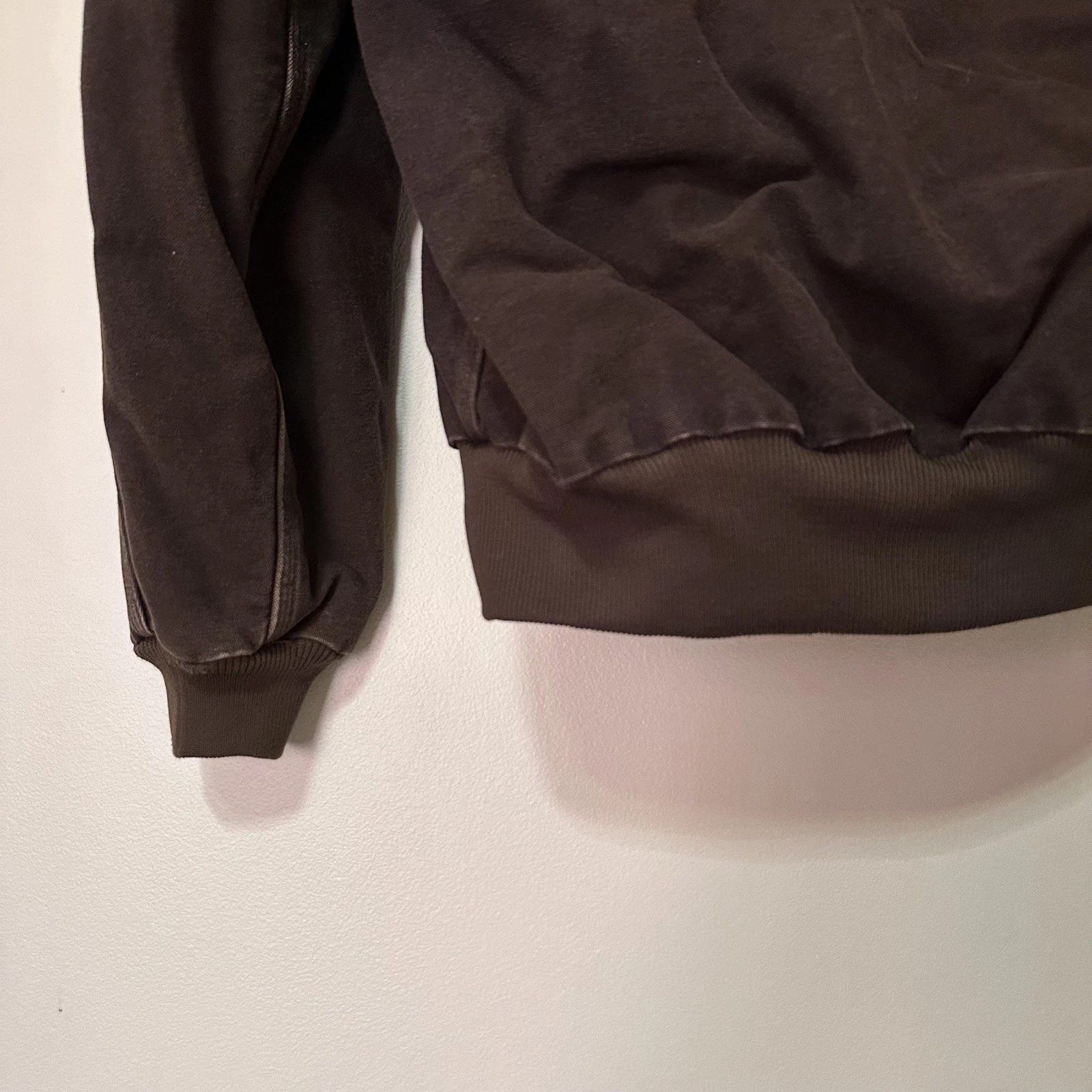 Vintage Medium Brown Canvas Hoodie Zip Up Carhartt Jacket Size M thumbnail 7