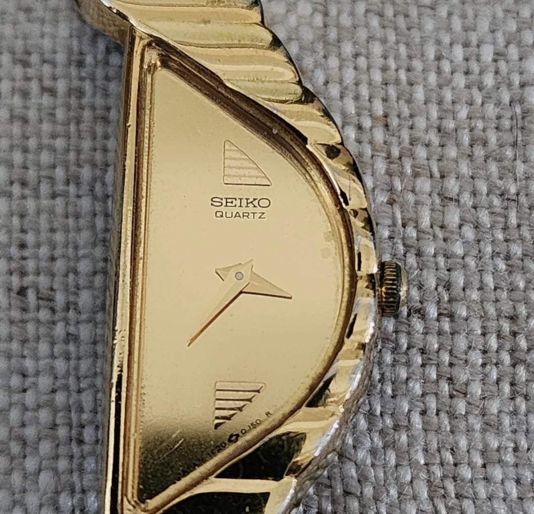 Vintage Seiko Rivoli Watch Women Half Moon Gold Asymmetrical New Battery thumbnail 2