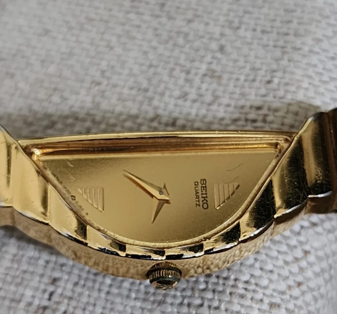 Vintage Seiko Rivoli Watch Women Half Moon Gold Asymmetrical New Battery thumbnail 7