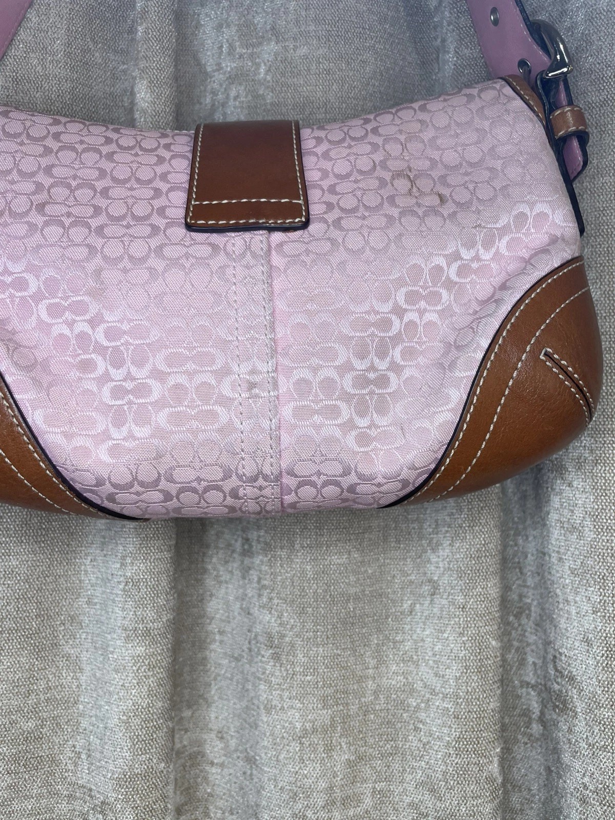 Vintage Y2K COACH Soho 6818 Light Pink Monogram Canvas Leather Shoulder Handbag thumbnail 11