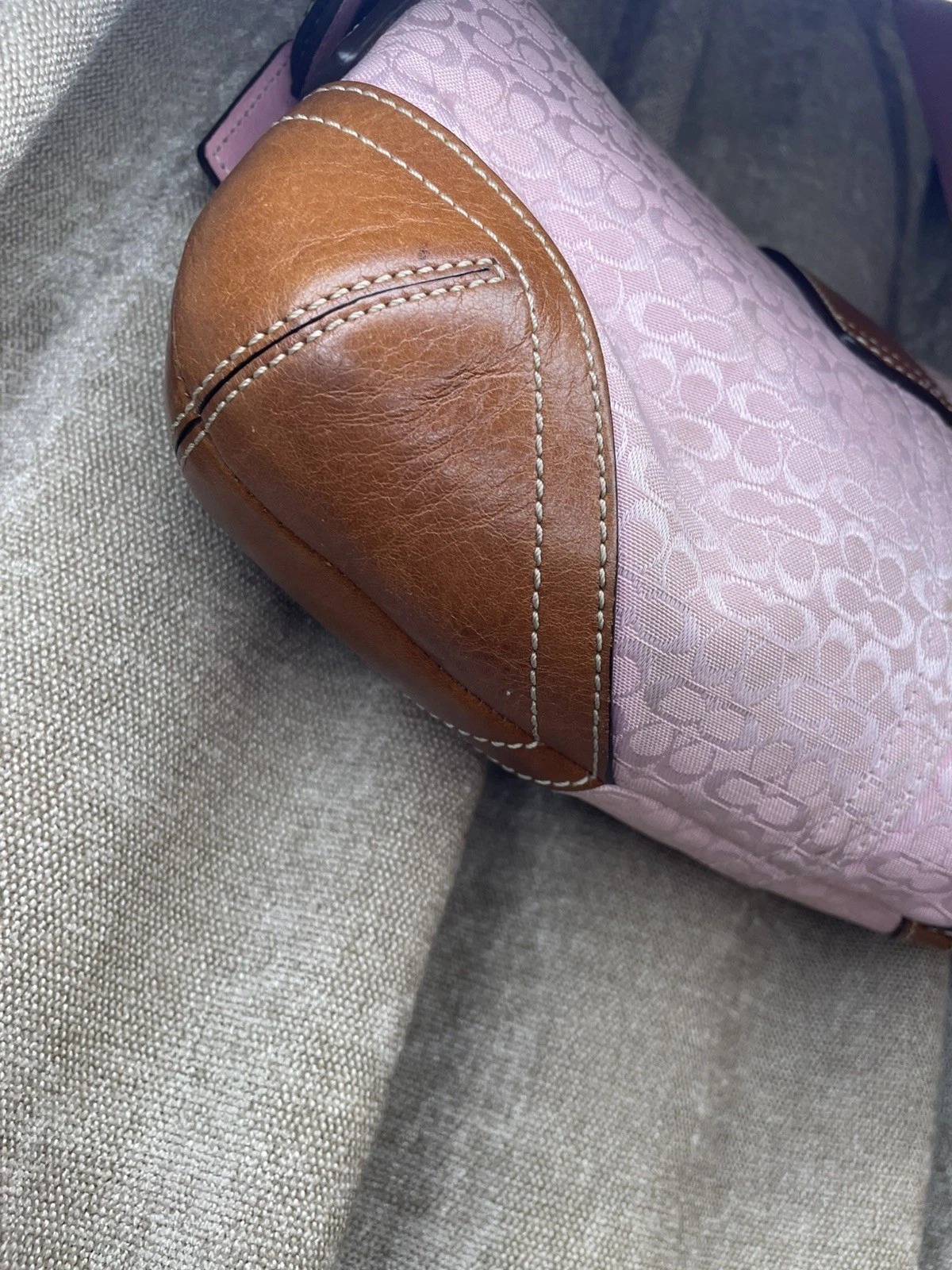 Vintage Y2K COACH Soho 6818 Light Pink Monogram Canvas Leather Shoulder Handbag thumbnail 13