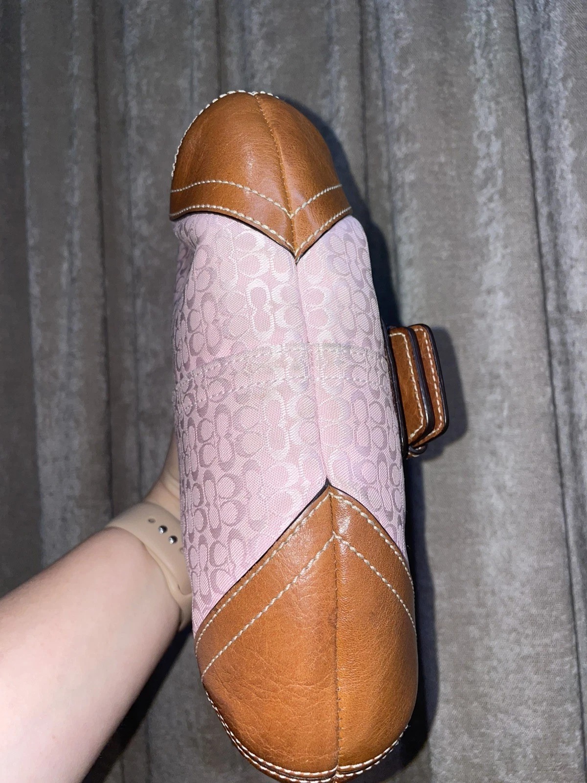 Vintage Y2K COACH Soho 6818 Light Pink Monogram Canvas Leather Shoulder Handbag thumbnail 18