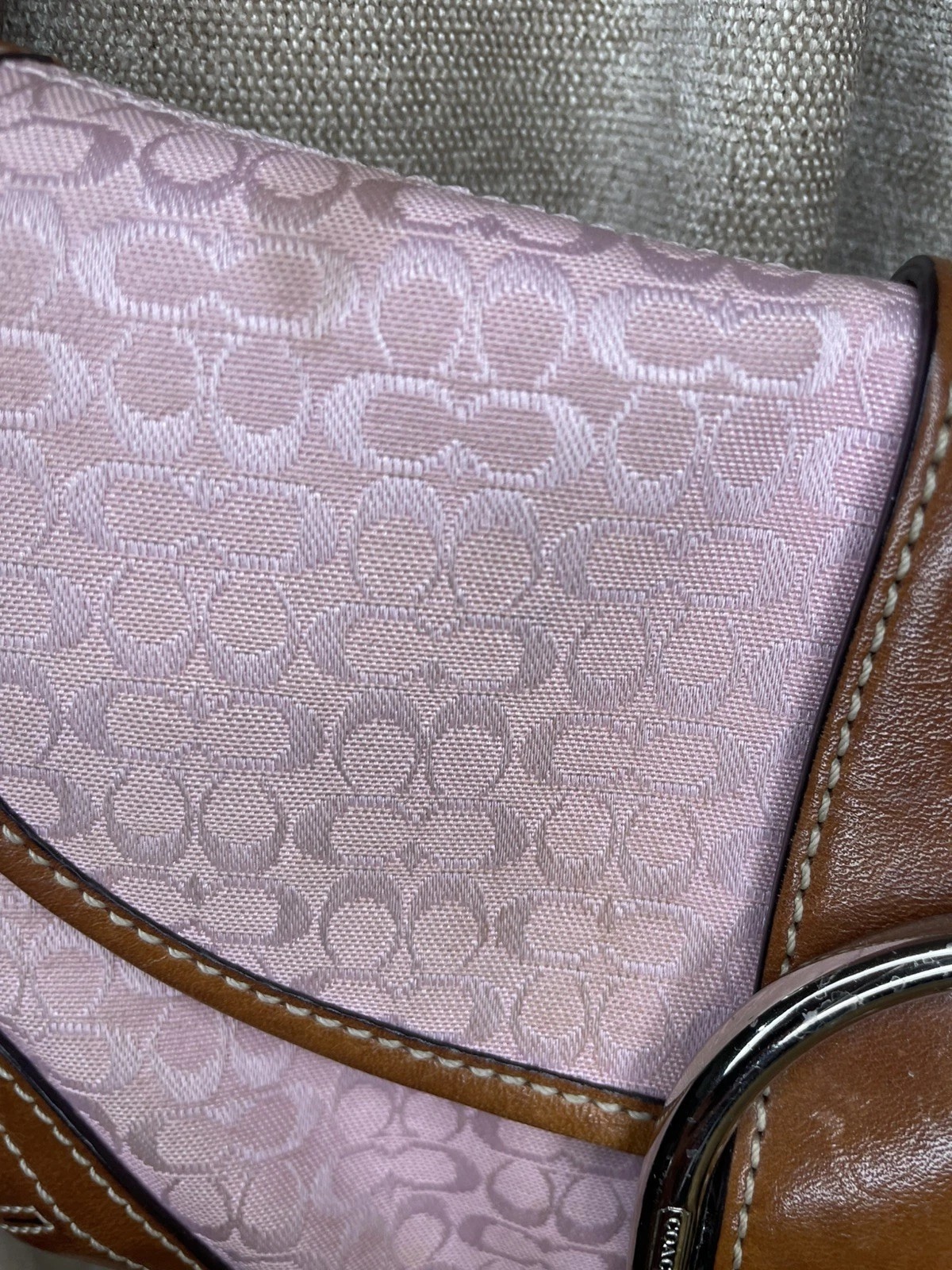 Vintage Y2K COACH Soho 6818 Light Pink Monogram Canvas Leather Shoulder Handbag thumbnail 19