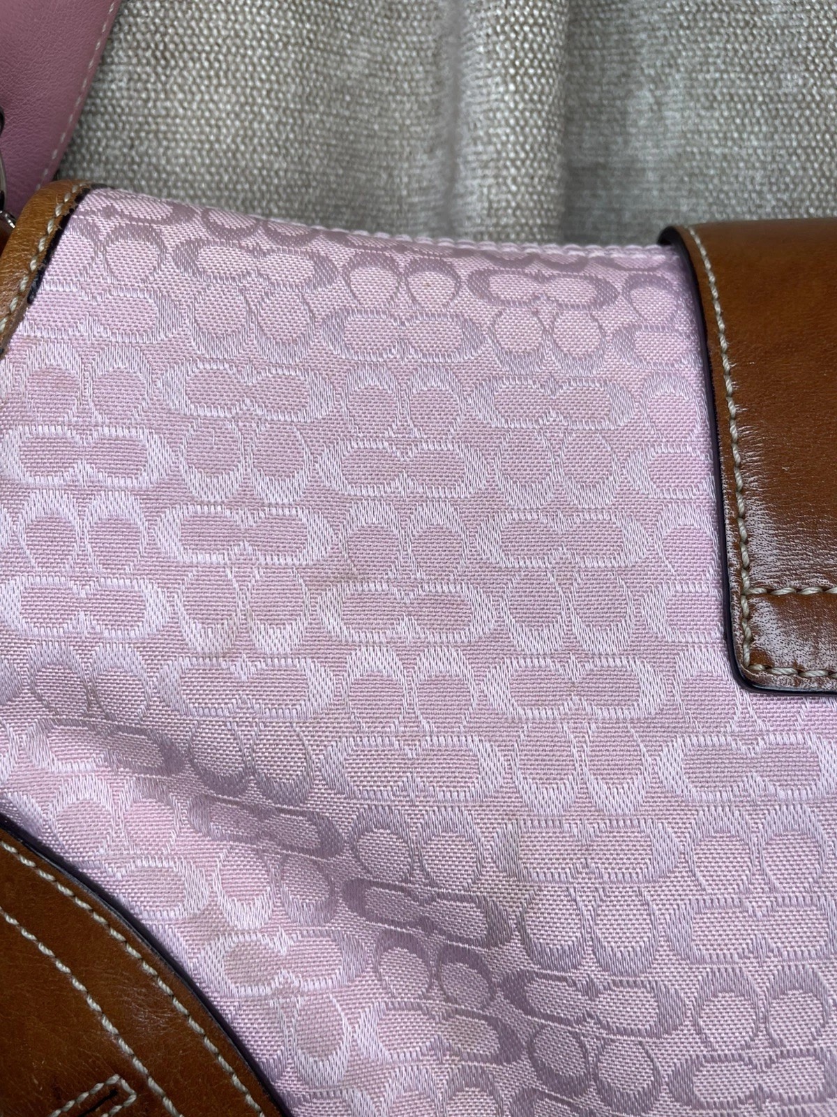 Vintage Y2K COACH Soho 6818 Light Pink Monogram Canvas Leather Shoulder Handbag thumbnail 3