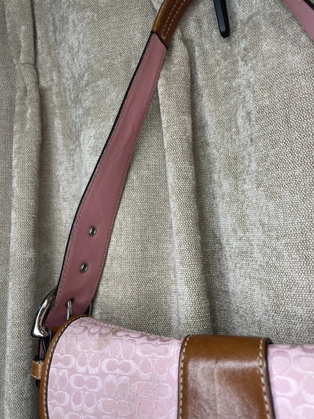 Vintage Y2K COACH Soho 6818 Light Pink Monogram Canvas Leather Shoulder Handbag thumbnail 8