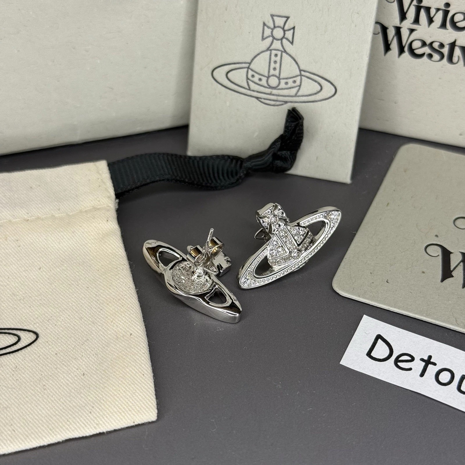 Vivienne Westwood Silver Original Mini Bas Relief Earrings WITH BOX thumbnail 2
