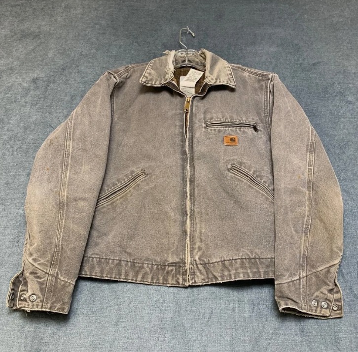 VTG Carhartt Detroit Jacket Mens Small Regular Faded Gray Outdoor Blanket Lined thumbnail 1